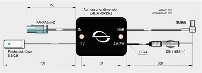 Hovedbilde FM/DAB splitter - DIN/SMB